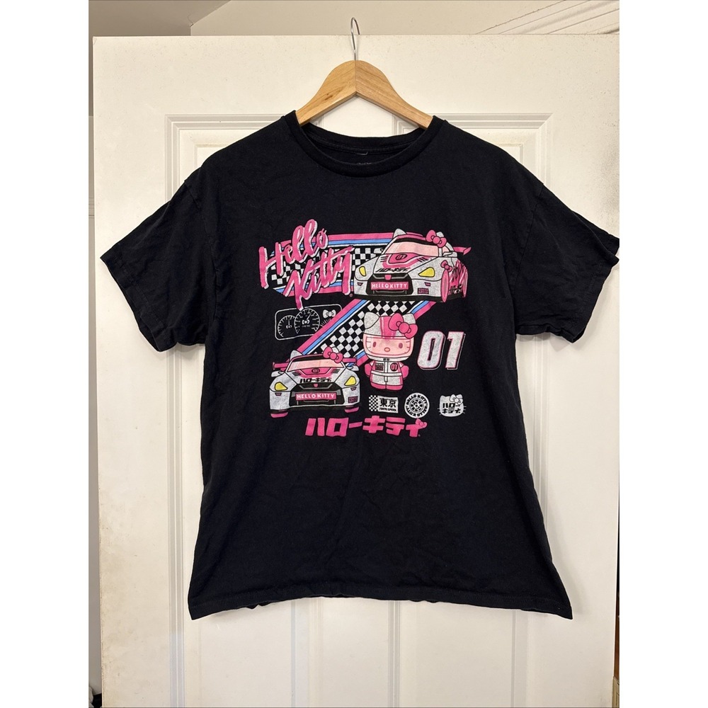 Hello Kitty Racer Tokyo Speed T-Shirt Large Black Sanrio Race Car